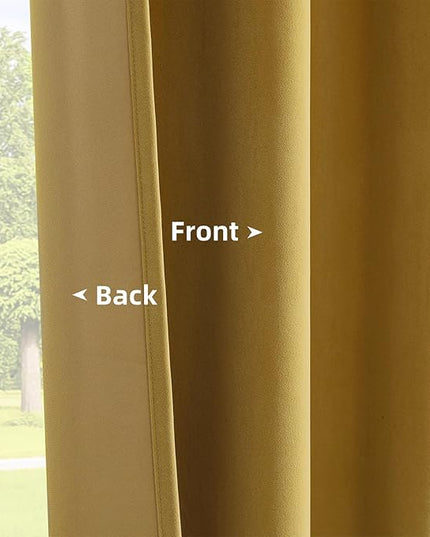 Joydeco Brown Velvet Curtains 108 inch Length 2 Panels, Luxury Blackout Rod Pocket Thermal Insulated Window Curtains, Super Soft Room Darkening Drapes for Living Dining Room Bedroom,W52 x L108 inches