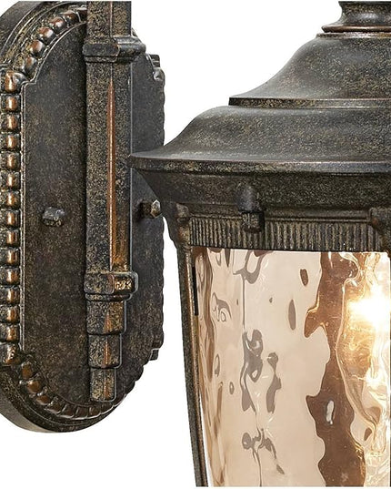John Timberland Bellagio European Outdoor Carriage Light Fixture Bronze Metal 16 1/2" Hammered Glass Wall Sconce for Exterior House Porch Patio Outside Deck Garage Yard Front Door Garden Home