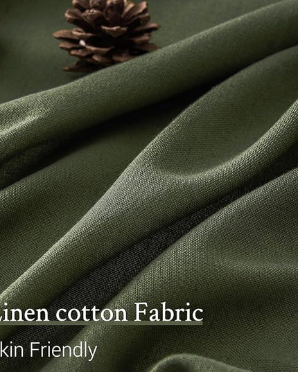 Topfinel Olive Green Pinch Pleated Semi Sheer Curtains Textured Linen Blended Light Filtering Window Curtains 108 inch for Living Room Bedroom Pinch Pleat Drapes with Hooks 2 Panels 9ft 40" Wx108 L