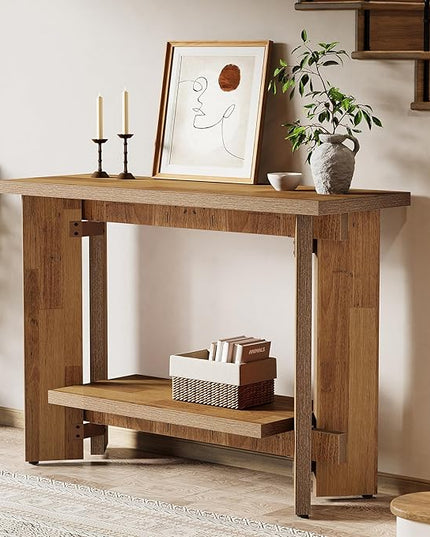 Tribesigns 41 Inches Rustic Sofa Console Table with Storage Shelf, 2-Tier Wooden Small Entryway Table Behind Couch for Living Room, Hallway, Entrance, Foyer