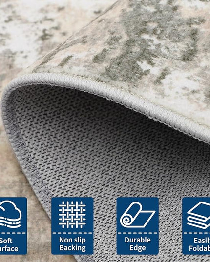 Modern Abstract 2x3 Area Rug Non Slip Non Shedding Low Pile Stain Resistant Rug for Entryway Kitchen Bedroom,Grey Yellow