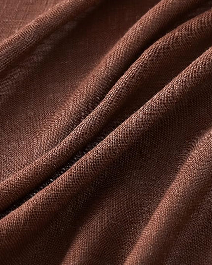 MIULEE Chocolate Brown Linen Curtains 54 Inch Length 2 Panels for Bedroom Living Room, Soft Thick Linen Textured Natural Short Window Drapes Semi Sheer Light Filtering Back Tab Rod Pocket