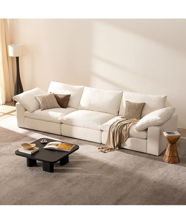 110.2" Cloud Couch Oversized Modular Sectional Sofa, 3 Seater Modern Sofa True Relax Comfy, Wide & Deep Seat Couches with Metal Frame, Furniture Sets for Living Room, White