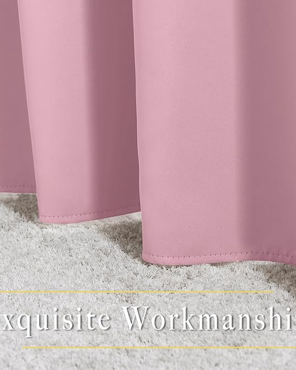 NICETOWN Rouge Pink Blackout Curtain Panel 63 inch Long for Window - Thermal Insulated Solid Grommet Blackout Drape for Baby Bedroom Living Room Nursery (Single Panel, 52W x 63L)