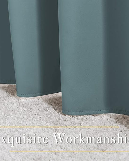 NICETOWN Greyish Blue Room Darkening Curtains 80 inch Length - Chic Grommet Thermal Insulated Blackout Window Treatments Sound Proof Drapes for Bedroom/Living Room (2 Panels, W46 x L80)