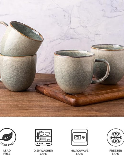 AmorArc 12oz Coffee Mugs, Ceramic Coffee Mugs set of 6 for Man, Woman, Dad, Mom, Modern Coffee Cups with handle for Latte/Cappuccino/Milk/Cocoa. Dishwasher&Microwave Safe, Reactive Glaze
