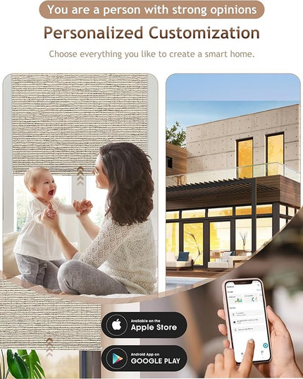 Kincmo Motorized Blinds with Remote,100% Blackout Motorized Roller Shades Work with Apple Homekit,Alexa,Google, Custom Electric Blinds with App,Voice Control (Classic Sandy)