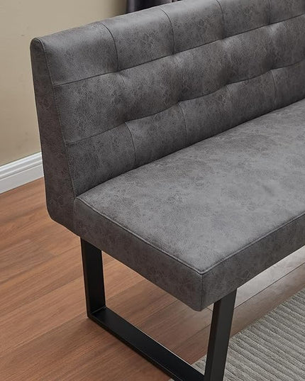 Modern L-Shaped Dining Bench, Vintage Fabric Upholstered Corner Sofa with Metal Legs for Kitchen Nook, Living Room, Dining Room (Left Seat)