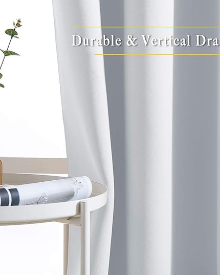 NICETOWN Patio Blackout Curtain Panels - Thermal Insulated Grommet Blackout Drapes Light Blinds Room Darkening Window Treatments for Villa/Cottage (2 Panels, W80 x L95, Greyish White)