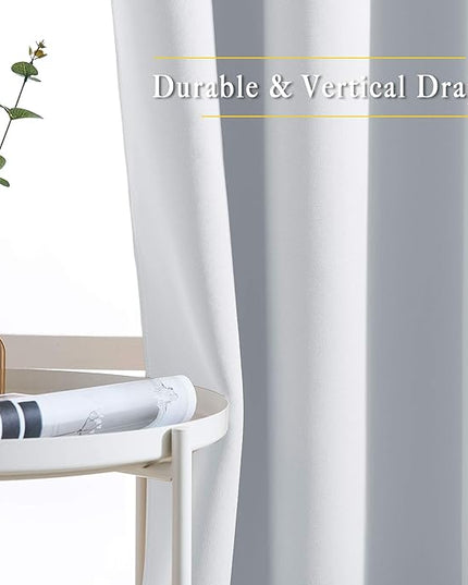 NICETOWN Room Darkening Curtains for Living Room - Easy Care Solid Thermal Insulated Grommet Curtains/Panels/Drapes for Bedroom (2 Panels, 66 by 66, Greyish White)