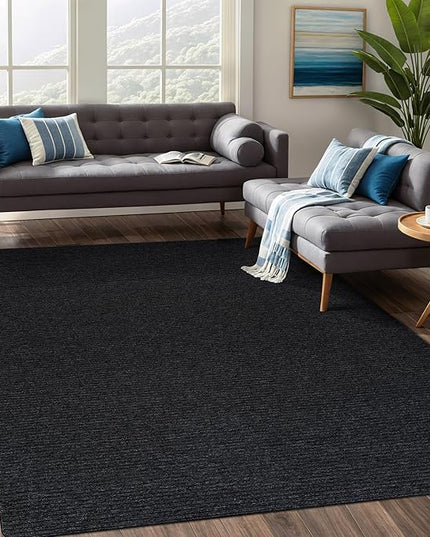 Beverly Rug Non-Slip Modern Rug 4x6 Solid Traditional Rubber Backing Non Skid Soft Thin Indoor Area Rugs for Living Room Stain Resistant Non Shedding Casual Carpet (4 x 6 Dark Gray)