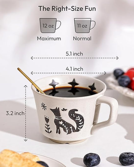Ceramic Coffee Mug, 12 oz Novelty Unique Teacup with Handle, Stoneware Cup for Tea Mocha Latte Cappuccino Espresso (Bear)