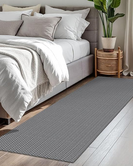 KOZYFLY Washable Runner Rug 2x7 ft Hallway Runner Kitchen Runner Rugs with Rubber Backing Bobo Non Slip Entryway Runner Indoor, Carpet Runners for Hall Entrance Bedroom, Grey/Charcoal Grey