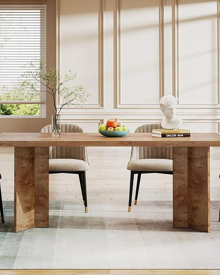 Tribesigns 63-inch Dining Table for 4-6, Farmhouse Kitchen Table with Large Tabletop, Rectangular Dinner Eating Table for Dining Room, Living Room, Kitchen, Light Oak Brown