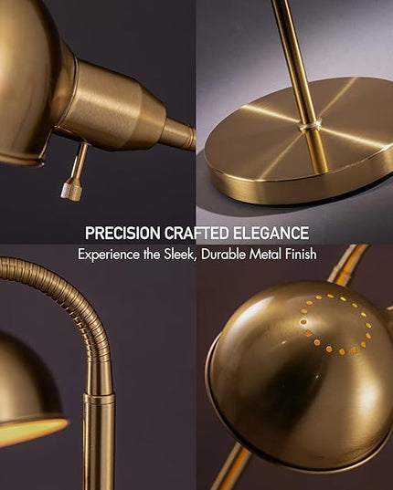 O'Bright Nova - Adjustable Floor Lamp with Flexible Gooseneck and Rotatable Shade, E26 Socket, 10-Inch Base - Ideal for Reading, Bedside, Living Room, Antique Brass