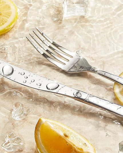 KINGSTONE Silverware Set, 60-Piece Flatware Set for 12, 18/10 Stainless Steel Cutlery Set with Bead Edge, Utensil for Kitchen, Home, Party, Wedding, Mirror Polished, Dishwasher Safe, Featured Gifts