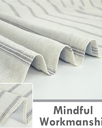 DriftAway Farmhouse Linen Blend Blackout Curtains 84 Inches Long for Bedroom Vertical Striped Printed Linen Curtains Thermal Insulated Lined Treatments for Living Room 2 Panels W52 x L84 Linen Grey