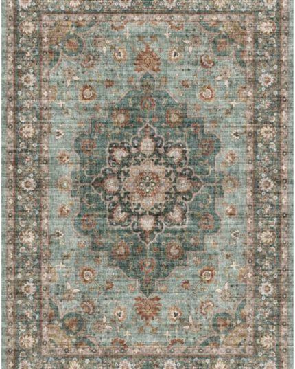 Green Washable Entry Rug - 3x3 Area Rugs for Kitchen Bedroom Bedside Bathroom Entryway Non Slip with Rubber Backing Low Pile Ultra Soft Stain Resistant Small Carpet (Green, 3x3)