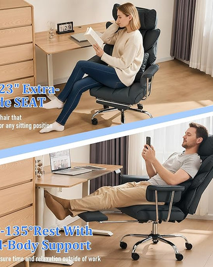 DYHOME 500 lbs Reclining Massage Office Chair with Foot Rest, Executive Home Office Chairs for Heavy People, High Back Computer Desk Chair, Pocket Spring Cushion, Big and Tall Ergonomic Chair, Black