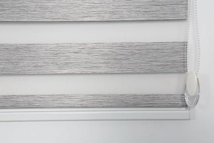 Shadesu Custom Size Zebra Blinds for Windows, 50" W x 72 H, Grey, Dual Layer Free-Stop Zebra Shades, Light Control for Day and Night, Sheer Blinds for Indoor Windows, Bedroom, Kitchen