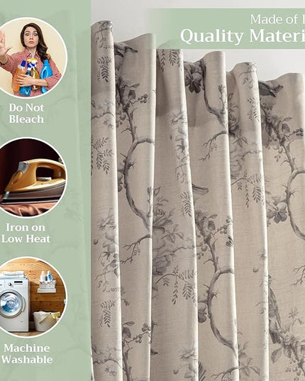 Maison d' Hermine Curtains for Living Room 100% Cotton 96 inch Length Two Panels Light Filtering Curtains for Bedroom Windows with Rod and Loop Pockets Drapes (Turin, 50" W x 96" L)