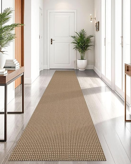 KOZYFLY Boho Runners for Hallways 2x10 ft Washable Kitchen Runner Non Slip Rubber Backed Hallway Rugs Cotton Entryway Runner Rug Floor Carpet for Indoor Hall, Backdoor, Kitchen, Tan/Orange/Brown
