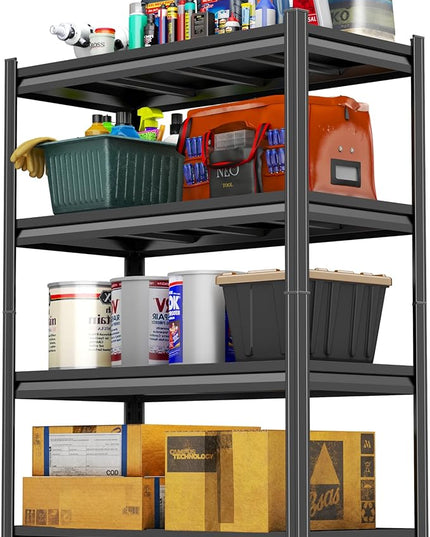 Adjustable 4-Tier Garage Shelving, Heavy Duty Steel Storage Rack, High Load Capacity, Ideal for Garage, Warehouse, or Home Organization (4-Tier 63" H x 40" W x 20" D)