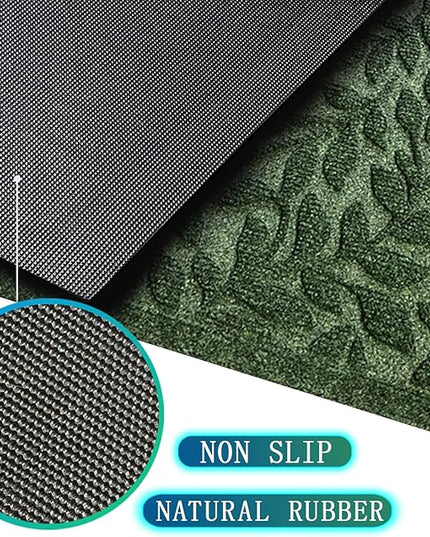 Bulijojo Sturdy Frontr Entrance Doormats,Durable Heavy Duty Welcome Mat,Thick Absorbent Natural Rubber Non Slip Mat,Easy Clean Entryway Mat Leaves Green 23"x35"