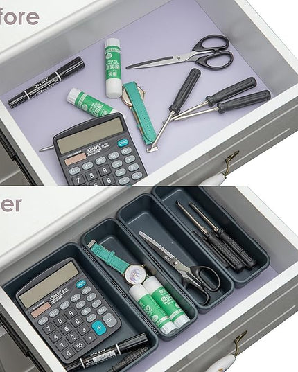 BYCY Office Drawer Organizers Bins Junk Drawer Organizers Tray Storage Dividers for Office Desk Dress Makeup (13pcs 2Size)