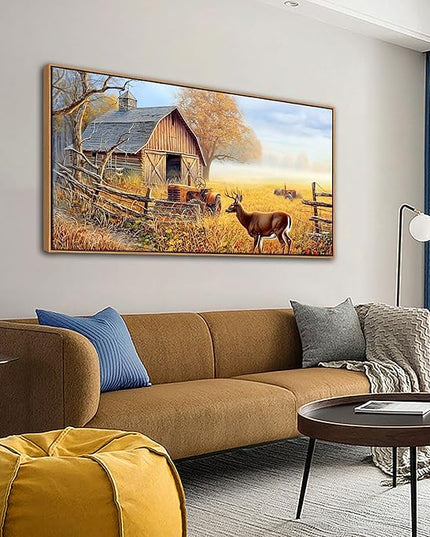 JEAWA Animal Canvas Wall Art Decor - Deer Canvas for Wall Decor, Farm Artwork Decor, Large Framed Wall Art for Living Room Bedroom, 24x48 IN