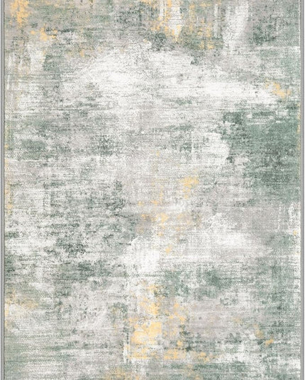 IOHOUZE Abstract Area Rug 3x5 Ft Washable Rugs for Entryway Indoor, Non Slip Kitchen Rug Printed Faux Wool Throw Rugs, Indoor Door Mat for Door Entrance Foyer Living Room, Light Green/Gray/Orange