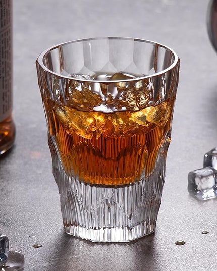 KAMMAK Crystal Whiskey Glasses Set of 2, Handcrafted 6.09oz Old Fashioned Glasses Stemless, Luxury Cocktail Glasses, Hand Blown Scotch Cup for Women, Men Gift for Rocks, Bourbon, Bar Barware