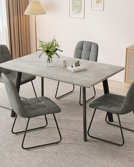 ZckyCine 46.5" Modern Grey Dining Table Set for Small Spaces, 5-Piece Set with Rectangular Table Compact, Sturdy & Easy to Assemble (Table, 46.5")