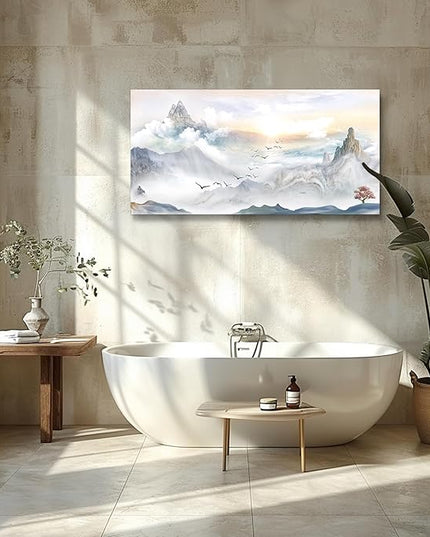 Canvas Wall Art For Living Room Large Size Wall Decoration For Bedroom Mountain Landscape Pictures Wall Decor Watercolor Painting Modern Office Canvas Art Prints Room Decor Ready To For Home Decor