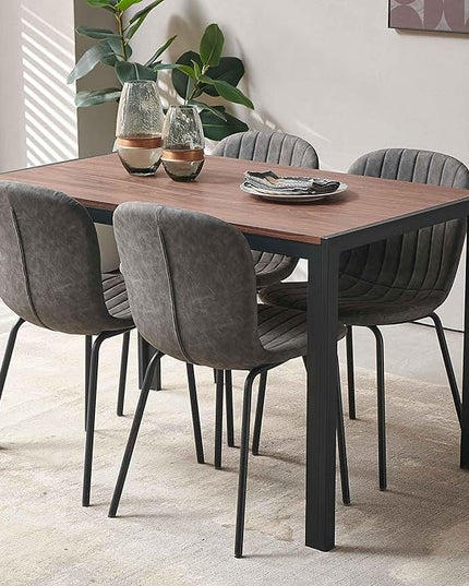 NORDICANA 5 - Piece Dining Set, Industrial Style 47 in Kitchen Table with Dark Grey Faux Leather Dining Chairs for 4 Person, Dining Room Table Set for Dinette, Breakfast Nook Breakfast Nook
