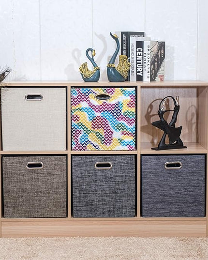 Posprica Fabric Storage Cubes,13×13×13 cube storage bins, Foldable Drawers Baskets Containers for Shelf Cabinet Bookcase,Thick and Heavy Duty (4pcs, Black)