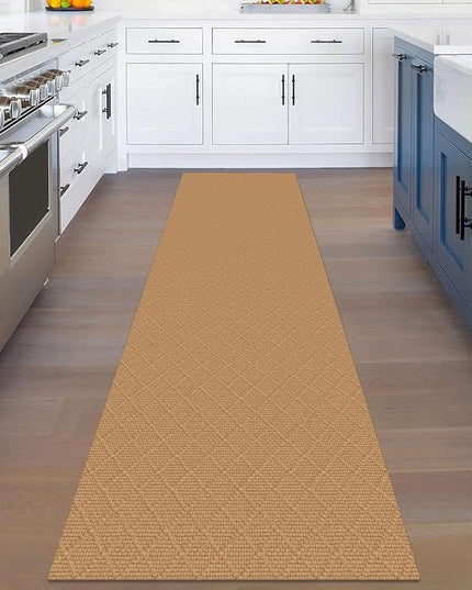 KOZYFLY Washable Runner Rug 2x8 Ft Runners for Hallway Rubber Backed Kitchen Entryway Runner Indoor Runner Rugs Braided Cotton, Carpet Runners for Hallway Entryway Bedroom, Warm Tan