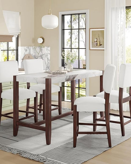 P PURLOVE 5 Piece Kitchen Table Set Counter Height Dining Table Set with Rectangle Table and 4 Cushioned Chairs for Small Place,Pub Kitchen