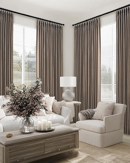 Topfinel 108 Inch Curtains 1 Panels Set,One Packs Pinch Pleat Back Tab Dark Flax Window Semi Sheer Privacy Thick Decorative Curtain Drapes for Living Room Bedroom,72x108 in Long,Brown