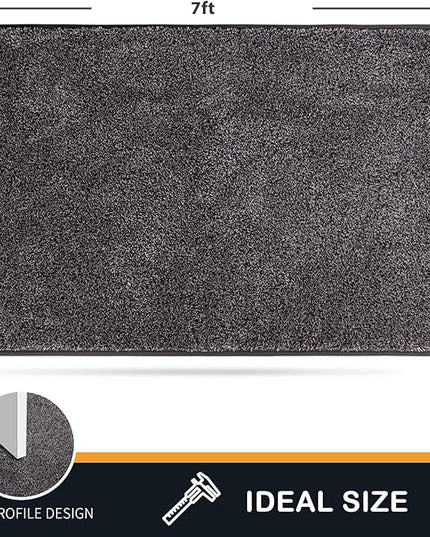 PURRUGS Easy Care Area Rug 4.5ft x 7ft, Non-Slip Washable Entryway Rug, Dog Door Mat, Stain Resistant Accent Rug for Hallway, Living Room, Bedroom and Mudroom, Light Grey-Dark Grey