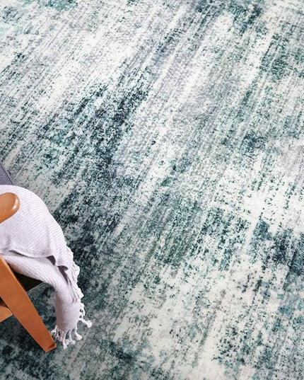 IOHOUZE Modern Abstract Area Rugs 5x7 Ft Washable Rugs for Living Room, Non Slip Dining Room Rug, Printed Faux Wool Rugs for Bedroom, Floor Carpet for Office Nursery Playroom, Sage Grey