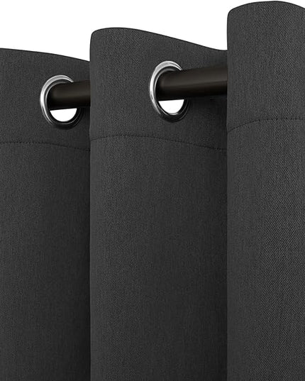 Easy-Going Linen Look Blackout Curtain Grommet Window Curtain Drapes for Bedroom, Living Room Thermal Insulated Room Darkening (2 Panels, 52x84 inch, Dark Gray)