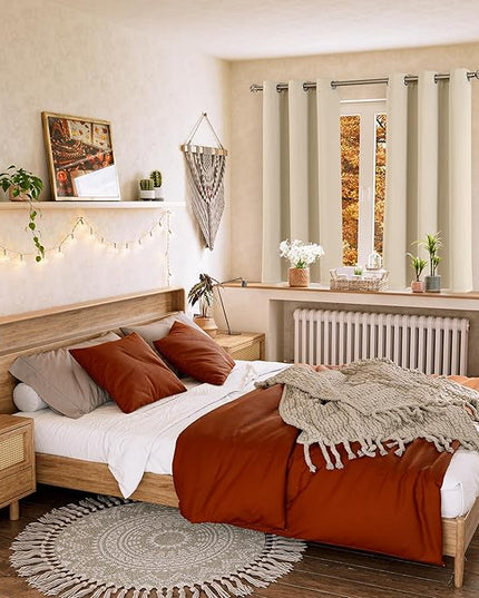 BGment Beige Room Darkening Curtains 63 Inches Long 2 Panels Set, Sunlight Blocking Thermal Insulated Grommet Window Treatment Drapes for Bedroom, Each Panel 42 x 63 Inch