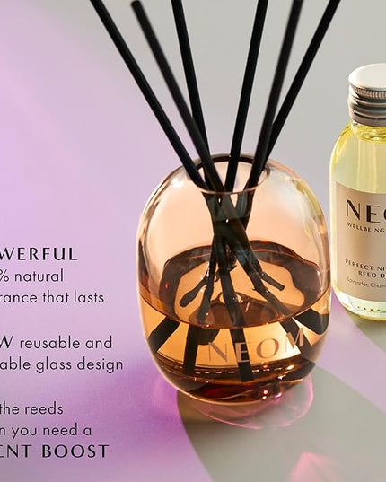 NEOM Perfect Night's Sleep Reed Diffuser, 100ml I Lavender, Chamomile and Patchouli I 100% Natural Fragrances I Lasts 12 Weeks I Refillable and Reusable