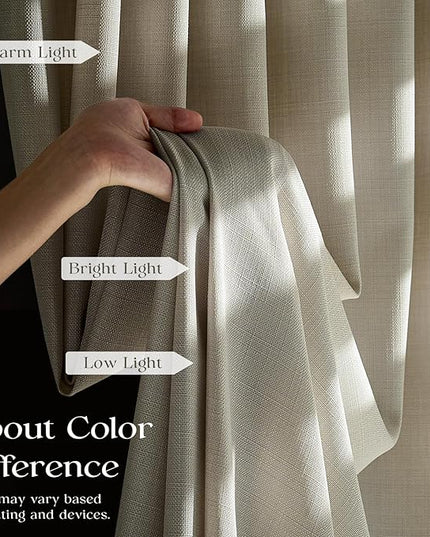 Pinch Pleated Cream Beige 72 Inch Length Curtains for Bedroom，Rustic Oatmeal Viral Sheer Window Drapes Light Filtering Privacy Cottagecore Office Sunroom Back Tab Fabric Curtain 40" W x 72" L