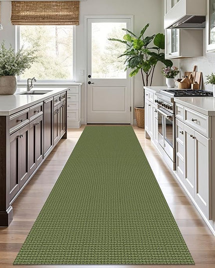 KOZYFLY Runners for Hallways 3x10 ft Washable Kitchen Runner Non Slip Rubber Backed Hallway Rugs Cotton Entryway Runner Rug Floor Carpet for Indoor Hall, Backdoor, Kitchen, Bright Green/Earthy Green