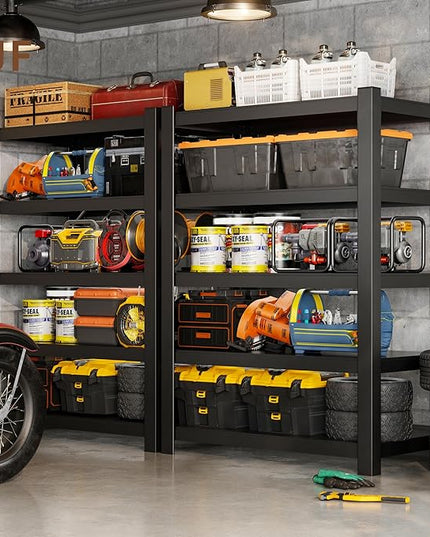CJF Metal Storage Shelves, 5-Tier Garage Shelving Unit, Heavy Duty Adjustable Metal Shelving for Garage, Basement, Pantry, Warehouse-Black (71 "H x 36" W x 16" D)