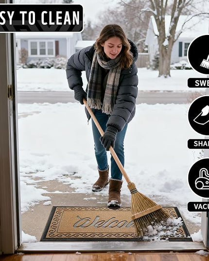 Yimobra Welcome Mat Outdoor Indoor, Waterproof Heavy Duty Front Door Mat Outside Entrance, Extra Sturdy Non-Slip Doormat, Low Profile, Dirt Trapping, 36x24 Inches, Yellow