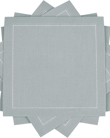 Five Star Napkins Cotton Cocktail Napkins, Beverage Napkin, Bar Napkin, Party Napkins, Small Napkins, Napkins for Events, Holidays, Weddings, Parties 4.5" x 4.5" - Single Use (50 x) Pearl Grey
