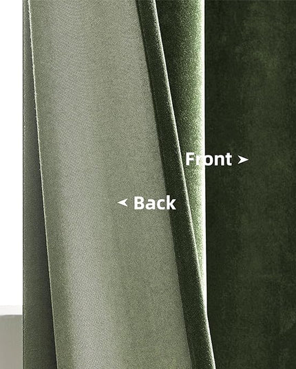 Joydeco Customized Velvet Curtains for Bedroom & Living Room, Heavy Duty Luxury Thermal Insulated Olive Green Velvet Curtains Rod Pocket 1 Panel, Custom Size